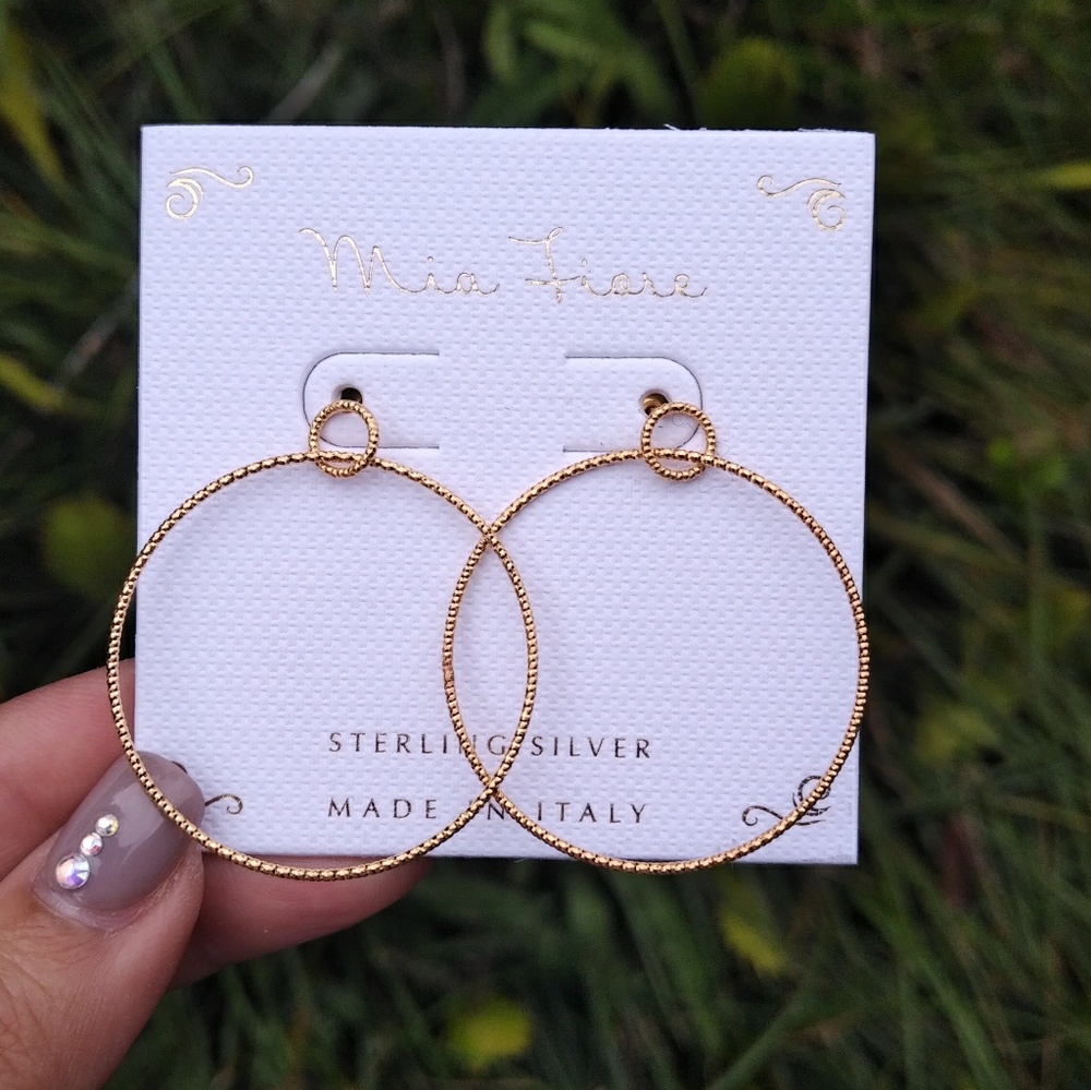 Mia Fiore Gold Plated Circle Earring NWT